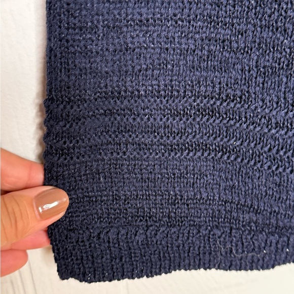 American Living Navy Crochet Cotton Blend Tunic Top Crew Neck 3/4 Sleeve XL New - Picture 4 of 10